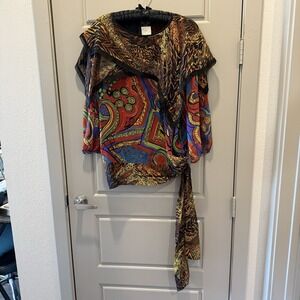Vintage Diane Fries Original Top | Side Tie Abstract Print